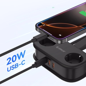 Orico APP 15.5W 5in1 maitinimo blokas 2x AC + 2x USB-A + 1x USB-C - juodas