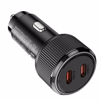 Automobilinis įkroviklis Hoco 2 x USB C QC PD 50W NZ14B juodas