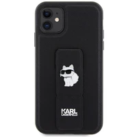 Karl Lagerfeld Gripstand Saffiano Choupette Pins dėklas telefonui iPhone 11 / Xr - juodas