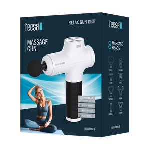 TEESA RELAX GUN MG60 masažinis pistoletas, 8 antgaliai, baltas