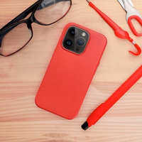 Dėklas Leather Mag Cover (MagSafe) skirtas iPhone 16 Plus raudonas