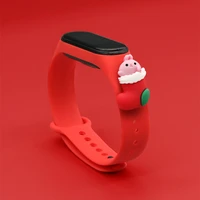 Dirželis Xmas Xiaomi Mi Band 3 / 4 Kalėdinis silikoninis dirželis apyrankė su kojine - raudona