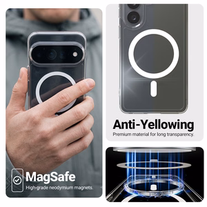 Crong Hybrid Clear Magnetic MagSafe dėklas, skirtas Google Pixel 11 Pro, skaidrus