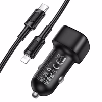 "Borofone" automobilinis įkroviklis BZ34A Cloud - C tipo - PD 20W su C tipo žaibo jungtimi, juodas