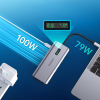 Choetech daugiafunkcis HUB su ekranu 12in1 USB-C į USB-C / USB-A / HDMI / VGA / AUX / SD / TF pilkas (HUB-M26)