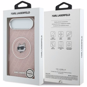 KARL LAGERFELD dėklas telefonui IPHONE 17 Air suderinamas su Magnetine KLHMP17MHMKBCHOP (IML Choupette Head Logo) rožinė
