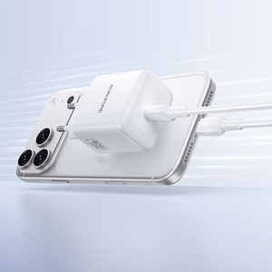 Borofone BN33 Fuente GaN USB-C tinklo įkroviklis QC3.0 PD 40W su USB-C laidu baltas