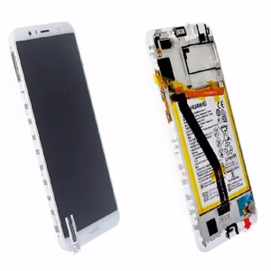 LCD ekranas Huawei Y6 2018/Y6 Prime 2018 su lietimo ekranu, rėmeliu ir baterija baltas originalus (service pack)