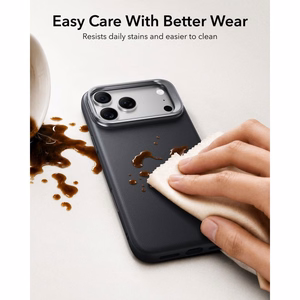 ESR Leather dėklas, skirtas iPhone 18 Pro / 17 Pro, su stovu, suderinamas su MagSafe – juodas