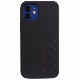 Audi sintetinės odos dėklas telefonui iPhone 12/12 Pro 6.1" juodas/juodas kietas dėklas AU-TPUPCIP12P-TT/D1-BK