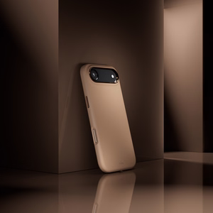 Pure Icon Magnetinis Pro skystas silikoninis dėklas iPhone 17 Air, MagSafe suderinamas, su kameros apsauga ir aliuminio mygtukais - rudas