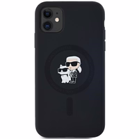 Karl Lagerfeld Silikoninis Karl&Choupette Magnetinis dėklas iPhone 11 / Xr - juodas