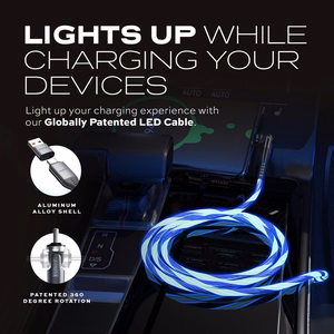STATIK PowerPivot Pro, šviečiantis LED laidas, USB-C į USB-C, 2 m, juodas