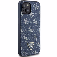 Guess 4G Triangle Metal Logo dėklas telefonui iPhone 15 Plus / 14 Plus - mėlynas