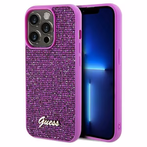 Guess Disco Metal Script case for iPhone 14 Pro Max - fuchsia