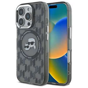 Karl Lagerfeld IML Monogram Karl & Choupette Head MagSafe Чехол iPhone 16 Pro - чёрный