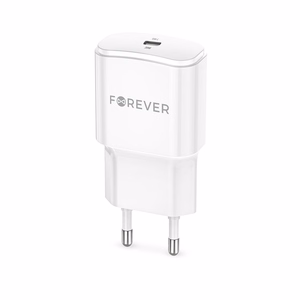 "Forever TC-01-20C PD QC įkroviklis 1x USB-C 20W, baltas