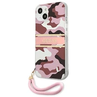 Guess GUHCP13SKCABPI iPhone 13 mini 5.4" rožinis/rožinis kietas dėklas Camo Dirželis Kolekcija