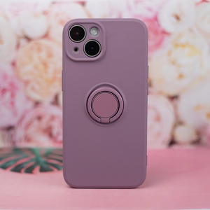 Dėklas telefonui su piršto laikikliu iPhone 15 Pro 6,1" šviesiai violetinės spalvos