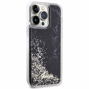 Guess GUHCP14XLCSGSGK iPhone 14 Pro Max 6.7" juodas/juodas kietas dėklas Liquid Glitter Marble