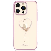 Silikoninis dėklas su Swarovski Kingxbar Wish Series kristalais iPhone 14 Pro Max - rožinė