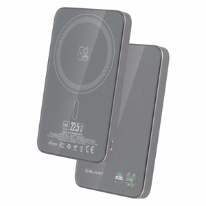 Blavec Išorinė baterija 5000mAh BJ-04 Itin Plona 7,8mm - Type C - 22,5W magnetinė Magsafe 3 in 1 (PBBJ04-MC5G) pilka stiklas