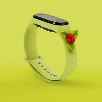 Dirželis Xmas Xiaomi Mi Band 3 / 4 Kalėdinis silikoninis dirželis apyrankė su bugieniais - žalia