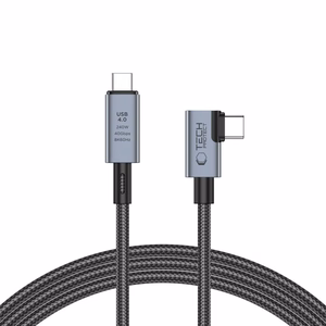 Tech-Protect UltraBoost Max L кабель USB-C 4.0 (прямой) USB-C 4.0 (угловой) PD 240W 8K 40Gbps 1.5м - серый