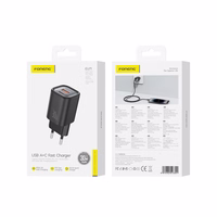 FONENG sieninis įkroviklis EU71 PD 30W 1xUSB-C + 1xUSB QC3.0 juodas