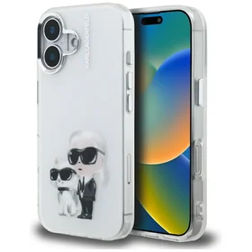 Karl Lagerfeld IML Aquarelle Karl & Choupette & Logo iPhone 16 deklas - baltas