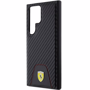 Ferrari Carbon Stitched Bottom dėklas telefonui Samsung Galaxy S24 Ultra - juodas