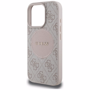 Guess 4G Circle Classic Logo MagSafe iPhone 16 Pro dėklas telefonu - rožinis
