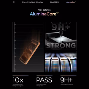 Spigen Glas.tR EZ Fit grūdintų apsauginių stiklų rinkinys iPhone 16 Pro Max / 17 Pro Max telefonams – 2 vnt.