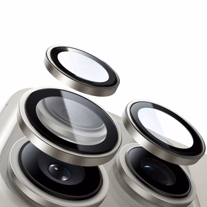 Apsauginis stiklas Tel Protect Titanium Lens 99% AR ant kameros Iphone 15 Pro/15 Pro Max titanas (3 lęšiai)