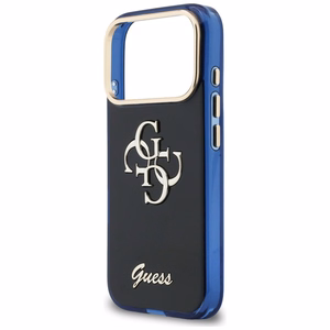 Guess IML 4G Script Metal Dėklas for iPhone 17 Pro - mėlynas
