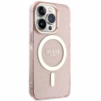 Guess GUHMP14LHCMCGP iPhone 14 Pro 6.1" rožinis dėklas Glitter Gold MagSafe