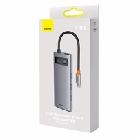 Hub 4in1 Baseus Metal Gleam serija, USB-C į 4x USB 3.0