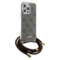 Guess Crossbody Cord 4G Print dėklas telefonui iPhone 15 Pro – rudas
