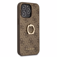 Guess GUHCP13L4GMRBR iPhone 13 Pro / 13 6.1" rudas/rudas kietas dėklas 4G su žiedo stovu