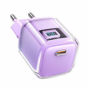 Acefast A53 PD 30W GaN USB-C įkroviklis su ekranu - violetinis