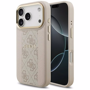 Guess 4G Stripe Magnetinis dėklas telefonui iPhone 17 Pro - rožinis