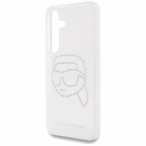 Karl Lagerfeld dėklas telefonui su kalnų krištolais Karl Head logotipu Samsung Galaxy S25 skaidrus