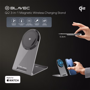 Blavec indukcinis įkroviklis BQI-01 Qi2 15W magnetinis Magsafe + Raptor laidas type C į type C (BQI01-QI2MS) sidabrinis