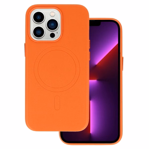 Dėklas (m) telefonui MagSafe odinis iPhone 15 Plus - oranžinis