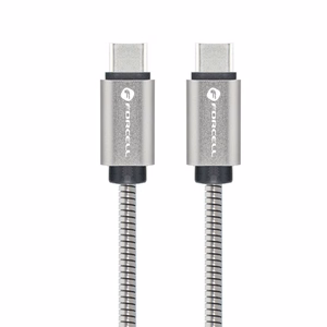 FORCELL F-ENERGY Metal C239 kabelis Type-C į Type-C PD QC4.0 5A 100W E-mark 1 m sidabrinis