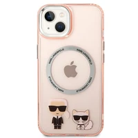 Karl Lagerfeld KLHMP14MHKCP iPhone 14 Plus 6.7 "kietas dėklas rožinis / rožinis Karlas & Choupette Aliuminis Magsafe