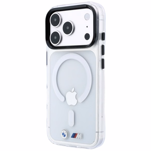 BMW M IML Glossy Metal Logo & Trims MagSafe dėklas, skirtas iPhone 17 Pro / 18 Pro – skaidrus