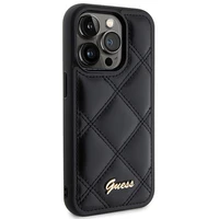 Guess Quilted Metal Logo dėklas telefonui iPhone 15 Pro Max - juodas