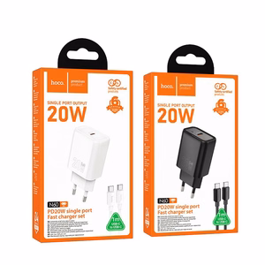 Įkroviklis Hoco USB-C QC PD 20W + kabelis USB-C į Lightning N60 baltas