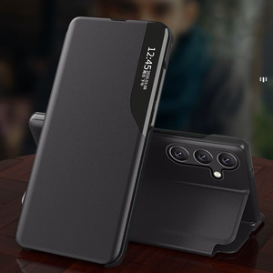 Dėklas telefonui Samsung Galaxy A24 4G iš eko odos su stovu mėlynas